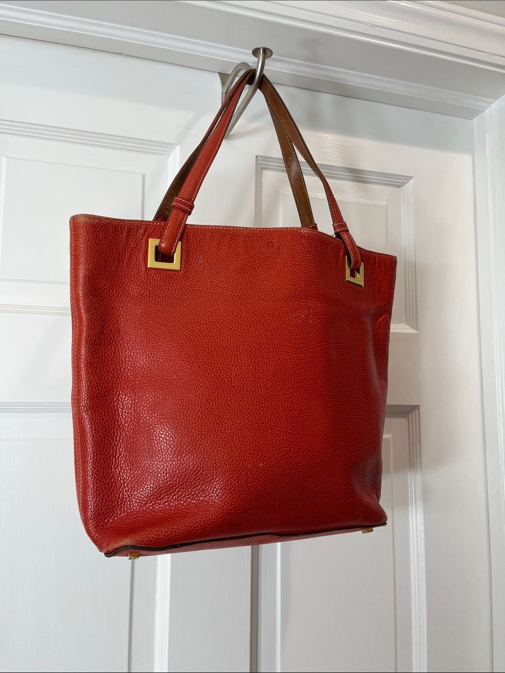 kate spade Rusty Orange Pebbled Leather Tote with Gold Hardware